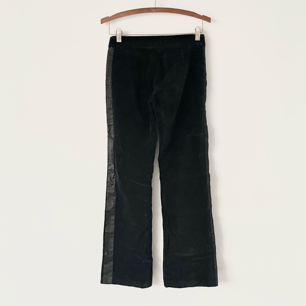 BCBGMaxAzaria Velour Satin Line Black Tuxedo Evening Boot Cut Pants